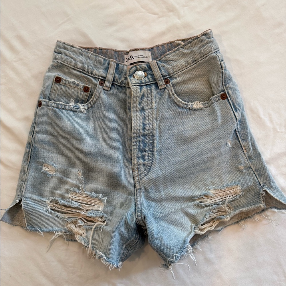 Zara Distressed Denim Jean Shorts